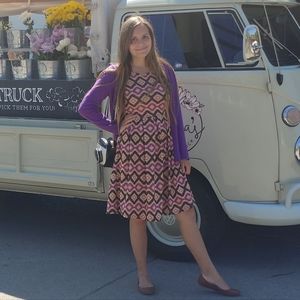 LuLaRoe Pink Purple Geometric Midi Dress